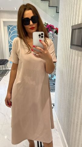 Slims Kadın Vizon Midi Elbise