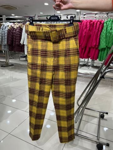 Sarı Kaşe Çizgili Pantalon