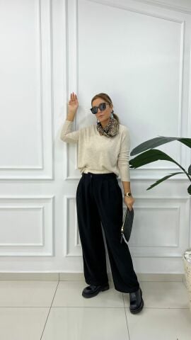 Tati Kadın Siyah Palazzo Pantolon