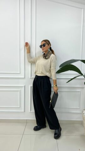 Tati Kadın Siyah Palazzo Pantolon