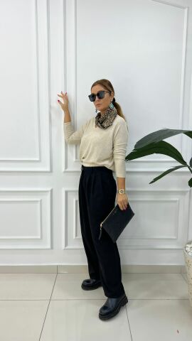 Tati Kadın Siyah Palazzo Pantolon