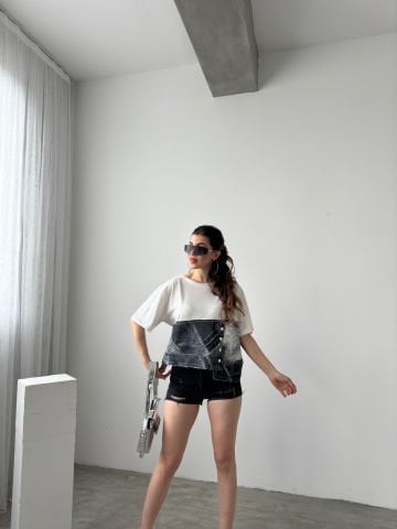 Gift Ekru-Beyaz T-shirt