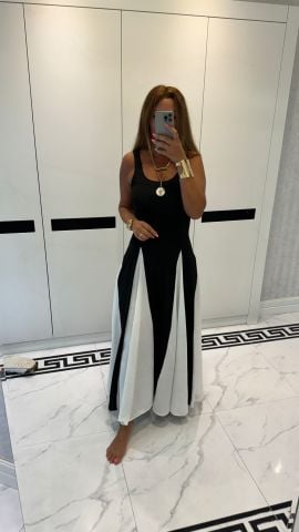 Milsa Siyah-Beyaz Desen Elbise