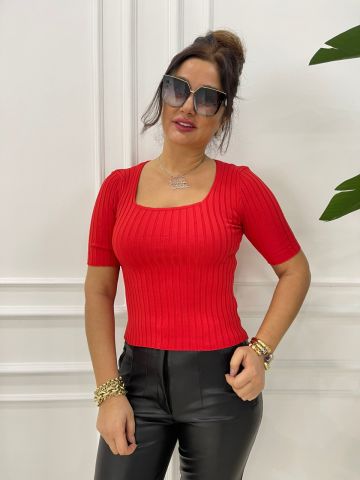 Feva Kırmızı Fitilli Triko