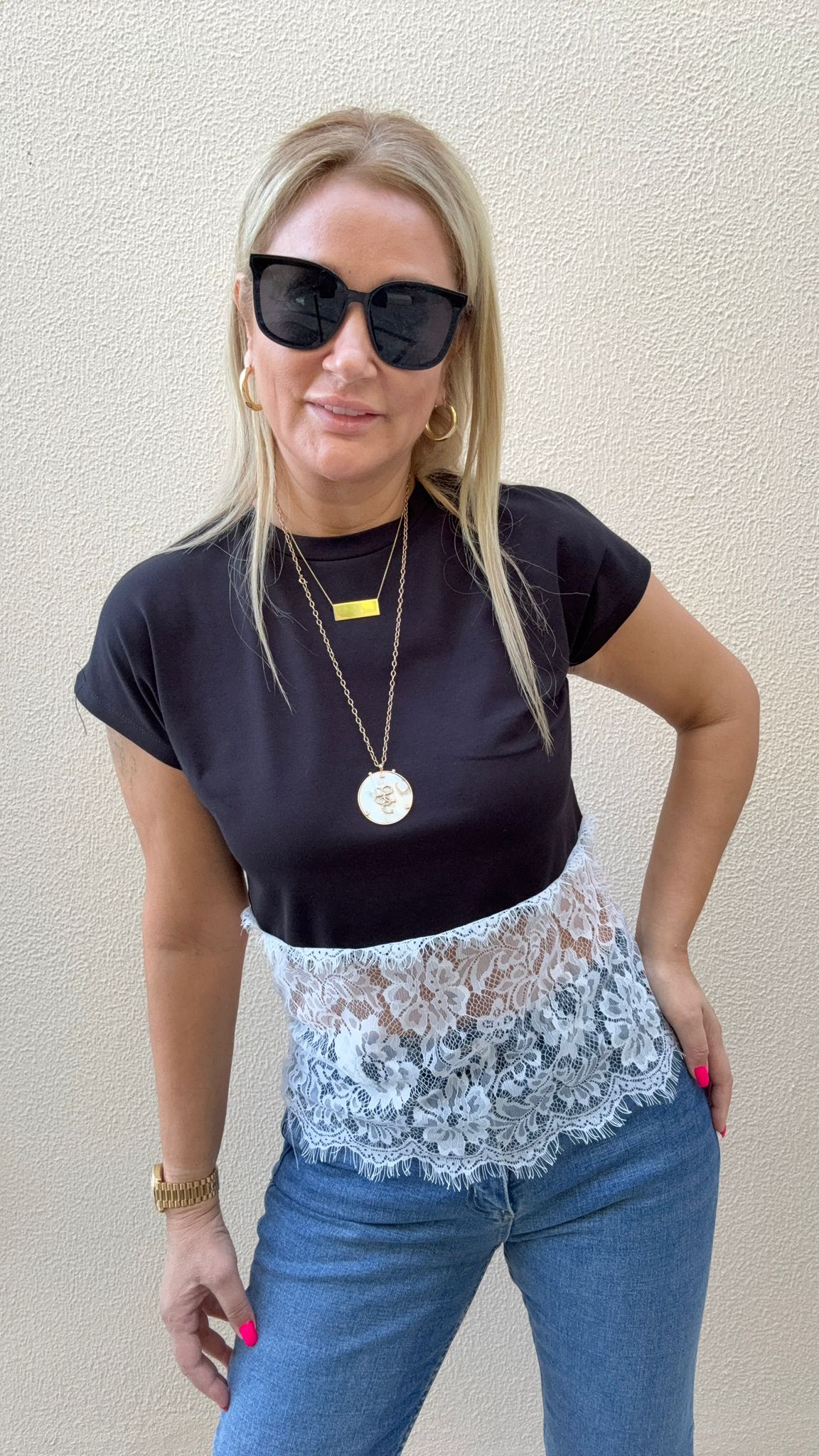 Şelwa Siyah Dantelli Basic