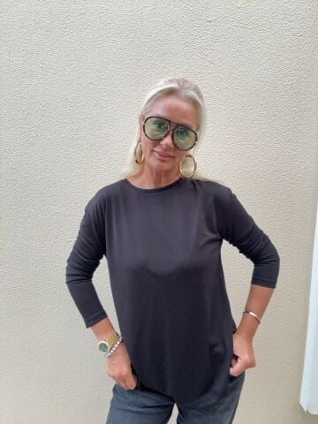 Zuby Biye Detaylı Siyah Bluz