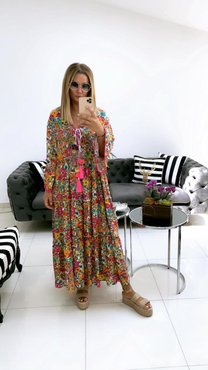 AN104 Çıtır Desen Pembe Elbise