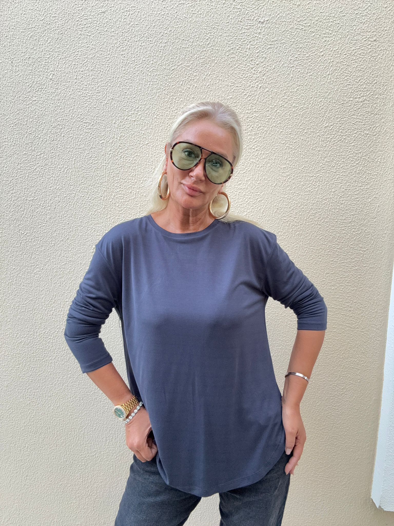 Zuby Biye Detaylı Antrasit Bluz