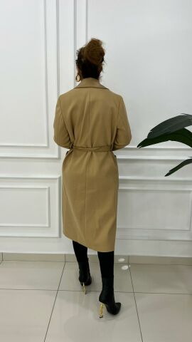 Breysa Kadın Camel Deri Kaşe Kaban