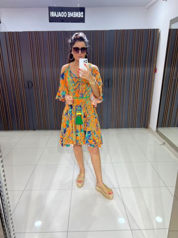 Mofey Orange Elbise