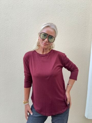 Zuby Biye Detaylı Bordo Bluz