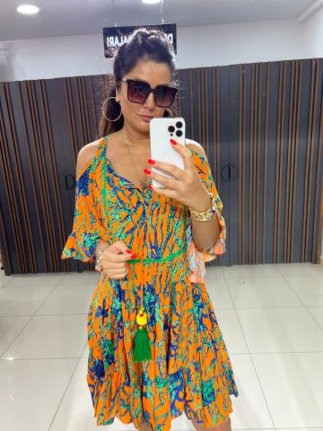 Mofey Orange Elbise