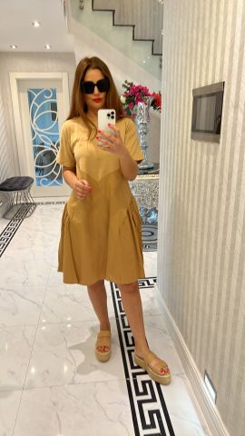 Eline Kadın Camel Elbise