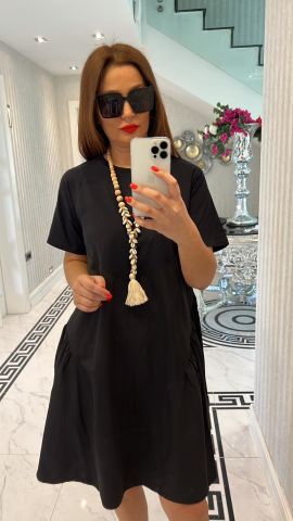 Eline Kadın Siyah Elbise