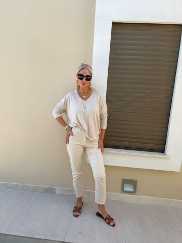 Wiens Kadın Bej Paça Kesik Kot Pantolon