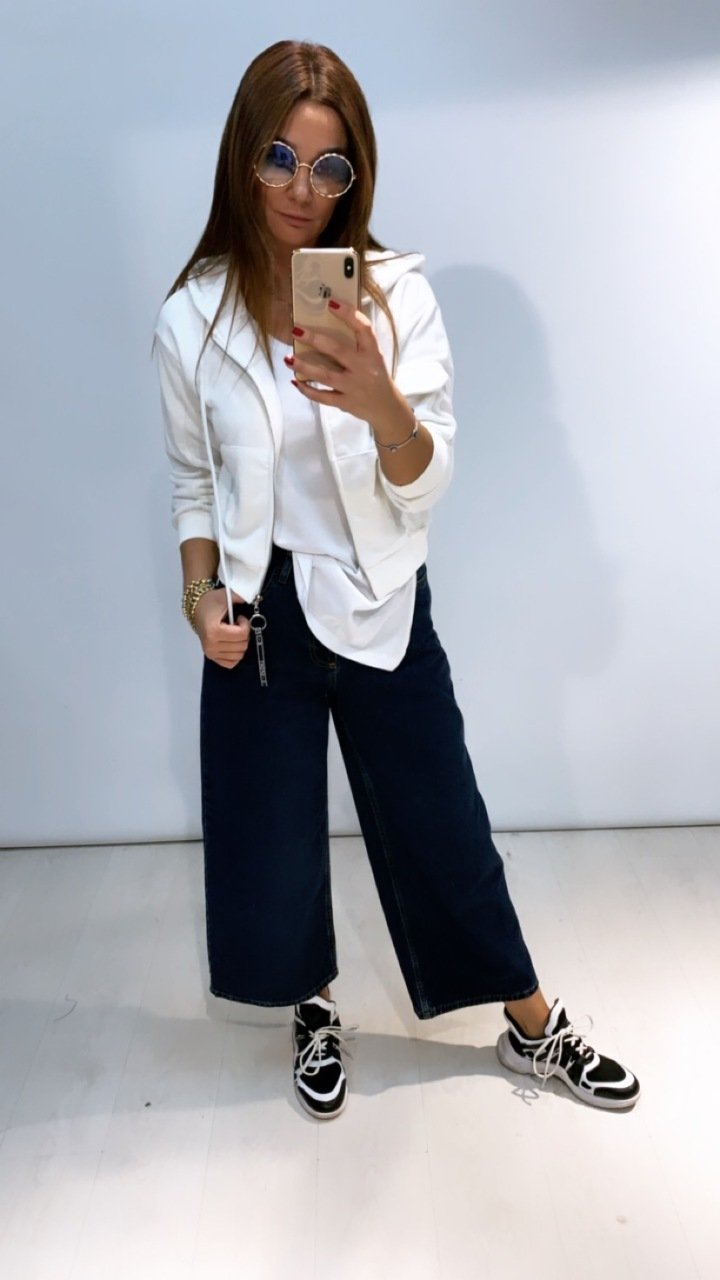 Mavi Geniş Paça Pantalon