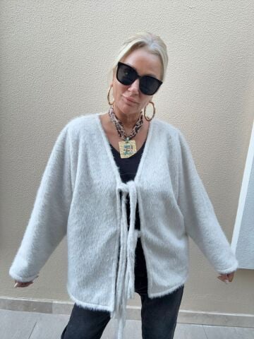 Senteka Taş Rengi Bağlamalı Kırçıllı Ceket