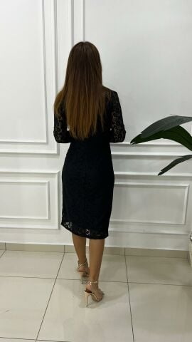 Neff Kadın Dantel Detay Siyah Elbise