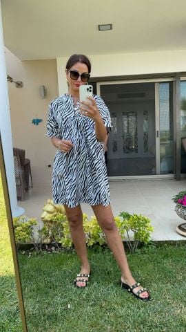 Beint Zebra Desenli Elbise