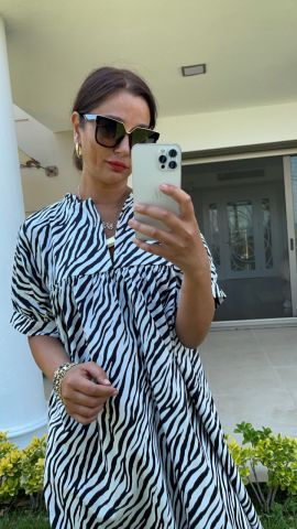 Beint Zebra Desenli Elbise