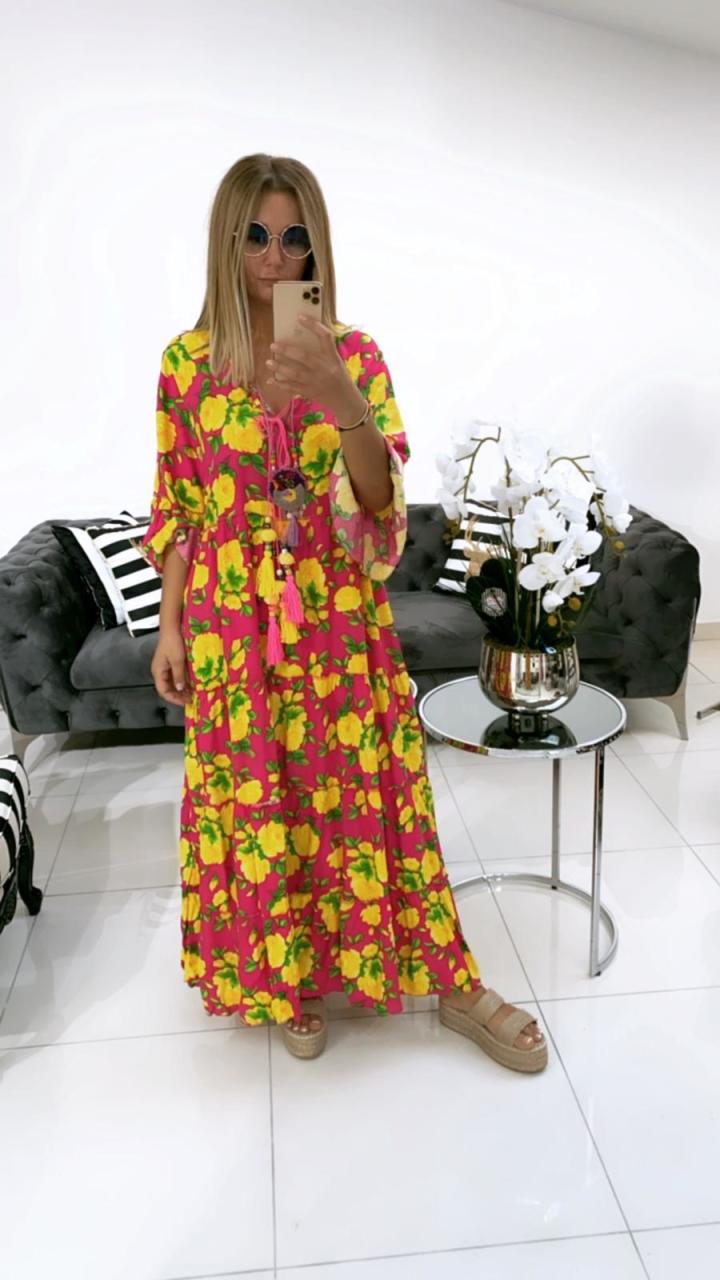 Boho Pembe Elbise