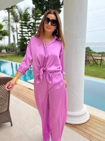 Dani Kadın Pembe Saten Takım