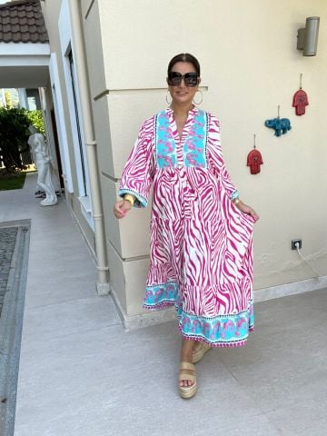 Mayge Kadın Pembe Uzun Elbise