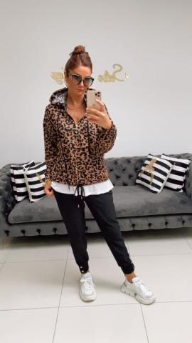 Leopar Kapüşonlu Sweat