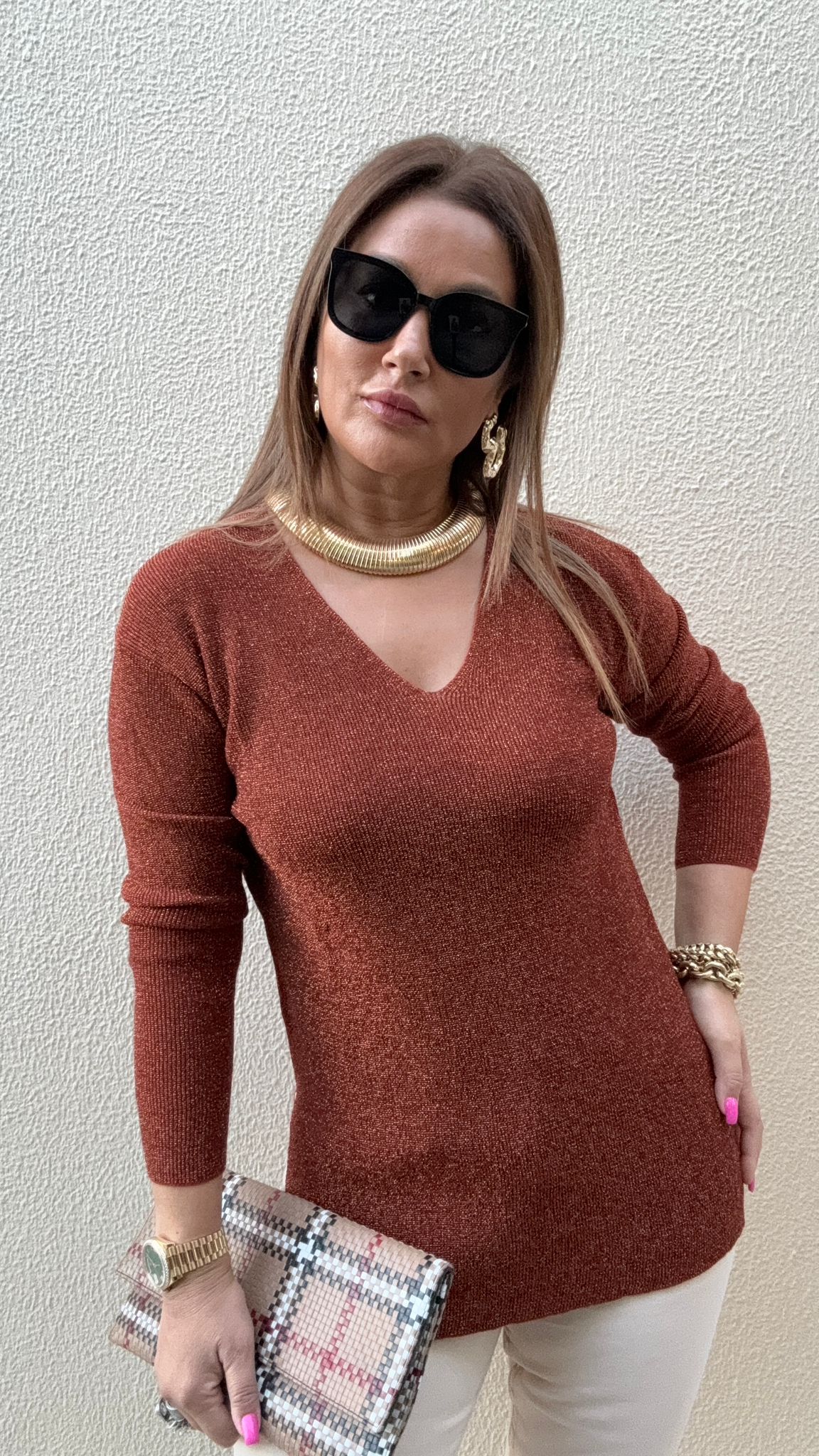 Melna Kadın Bakır Simli Triko