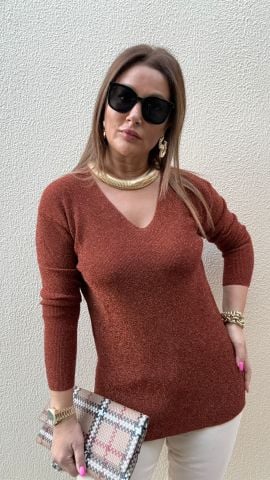 Melna Kadın Bakır Simli Triko