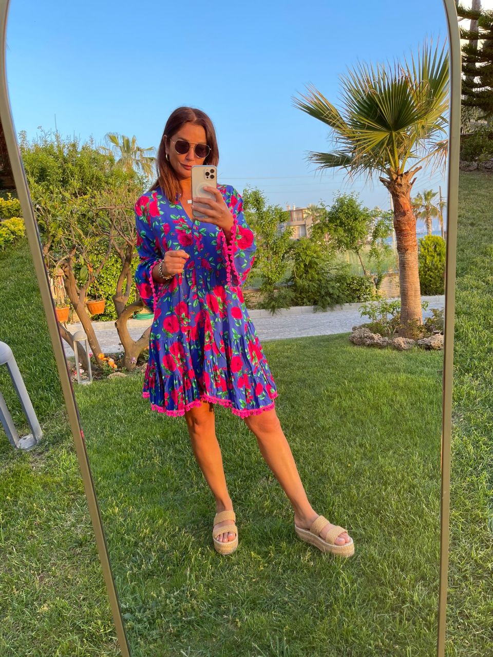 Camila Pembe Ponponlu Elbise