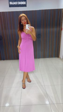 Babita Mor Büzgülü Elbise