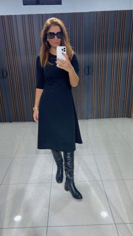 Cured Kadın Siyah Midi Elbise