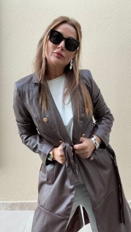 Holy Kahve Deri Trench
