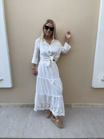 Lita Ekru İthal Etek
