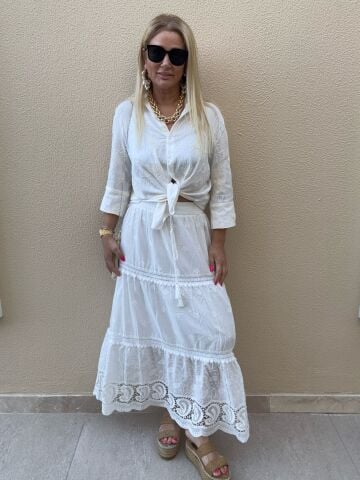 Lita Ekru İthal Etek