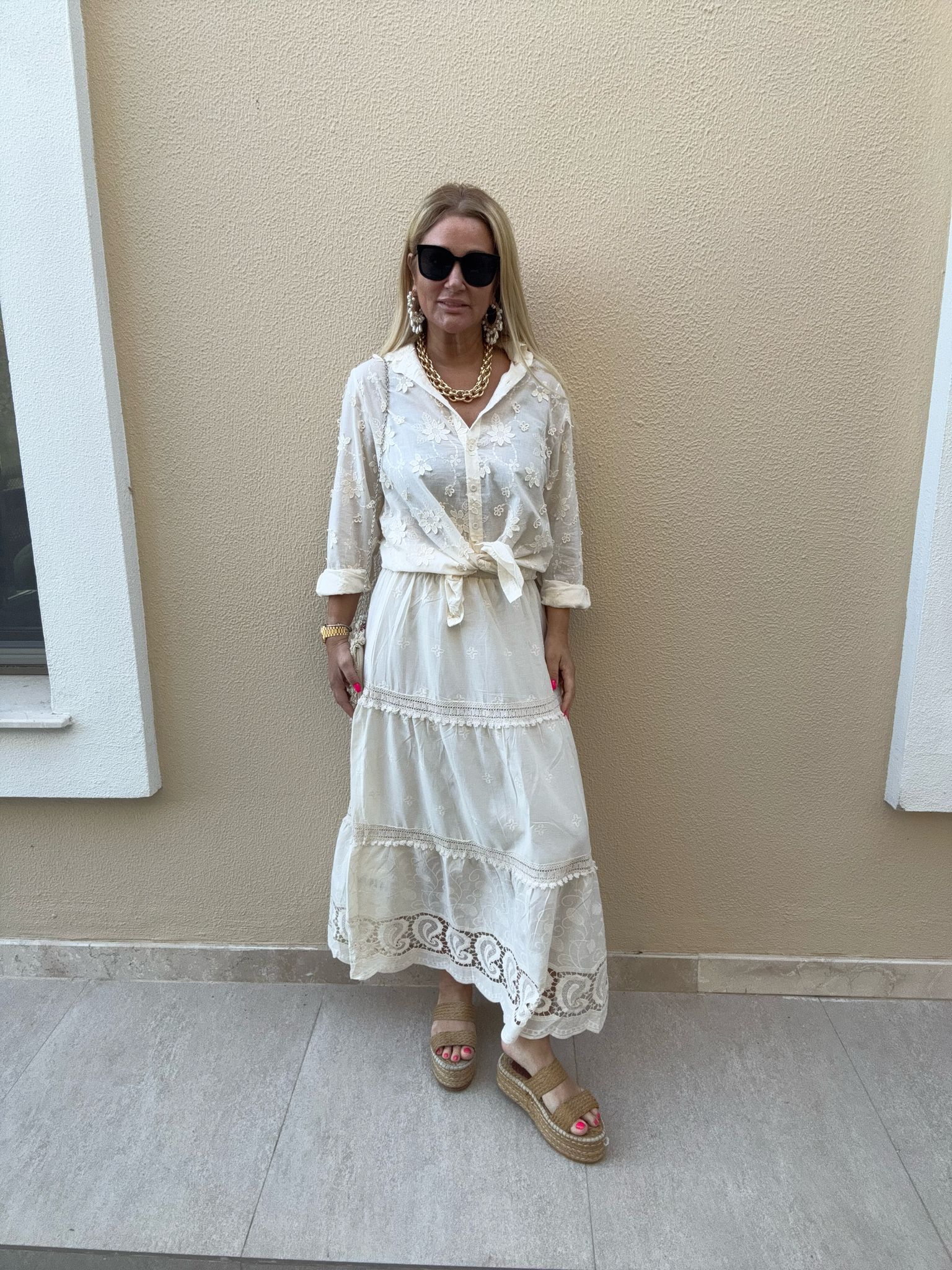Lita Natural Bej Rengi İthal Etek