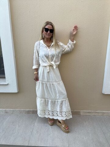 Lita Natural Bej Rengi İthal Etek