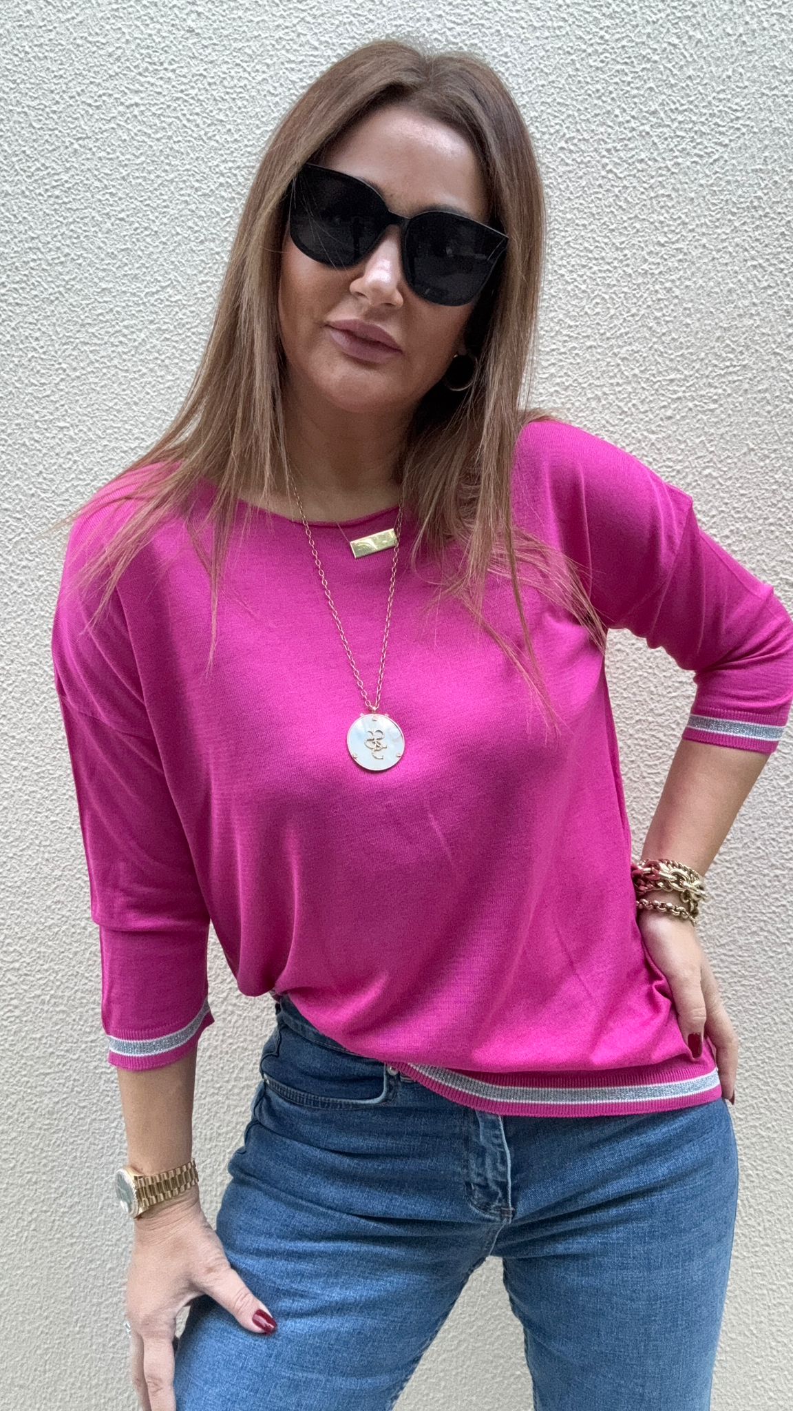Clerk Fuşya Triko