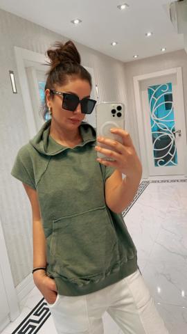 Yıkamalı Haki Sweat