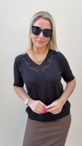 Foreo Siyah Büyük Beden Triko