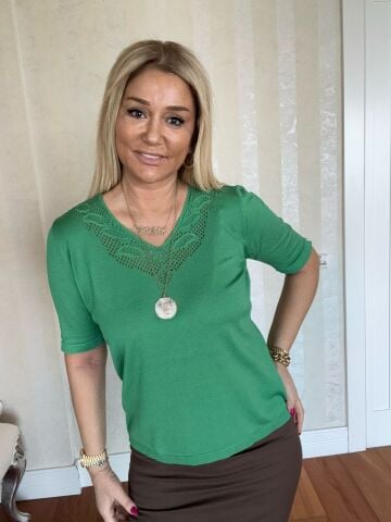 Foreo Yeşil Büyük Beden Triko