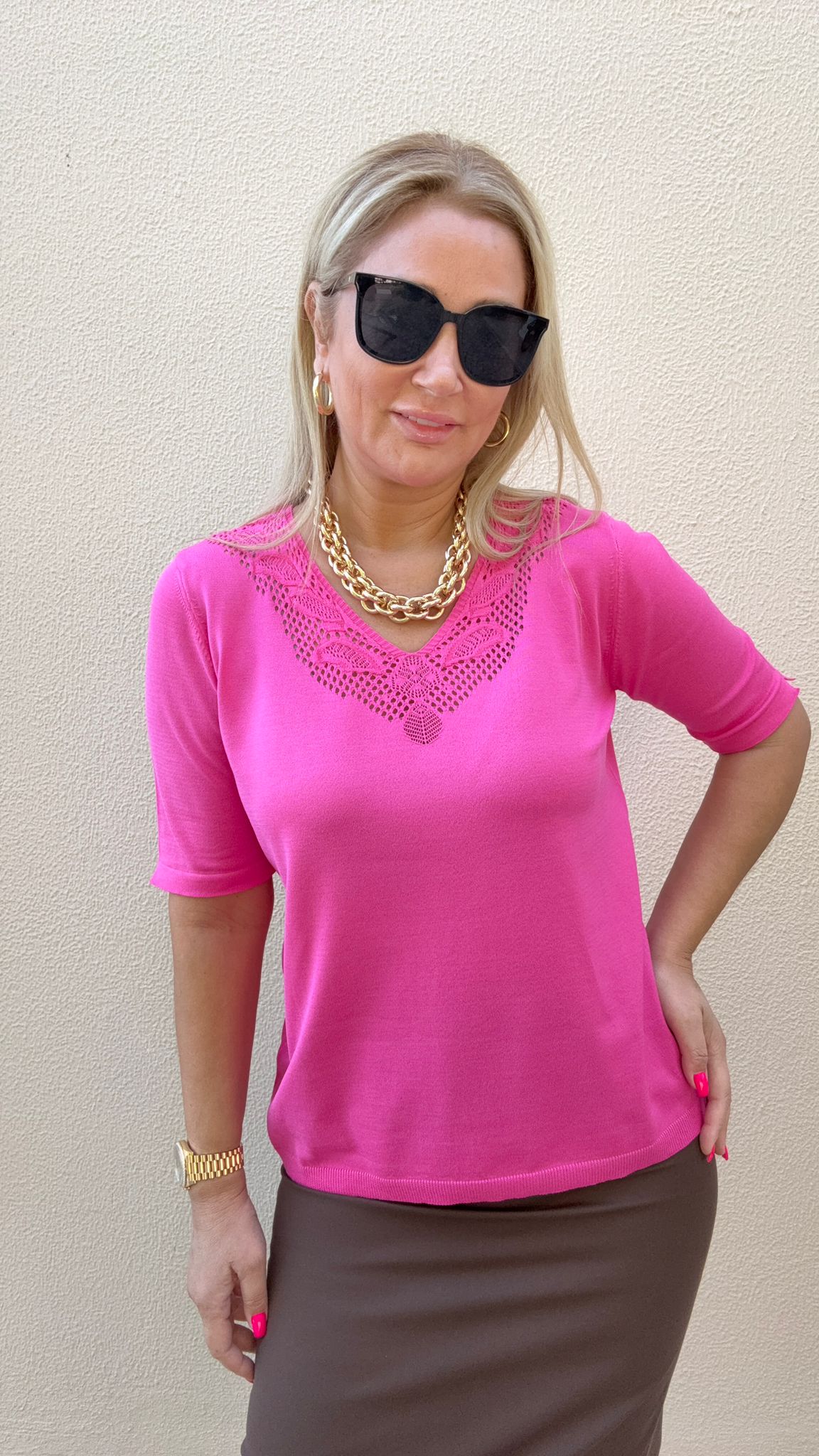Foreo Pembe Büyük Beden Triko