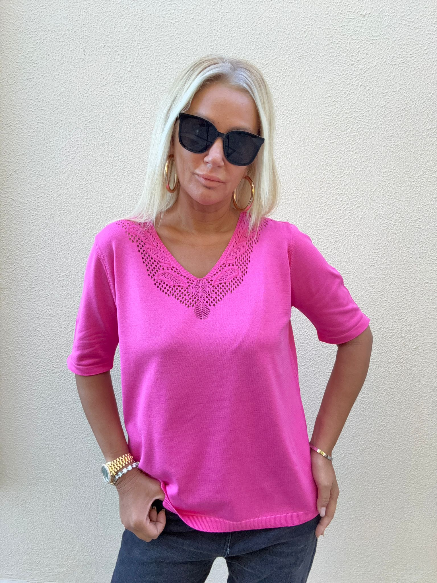 Foreo Pembe Büyük Beden Triko