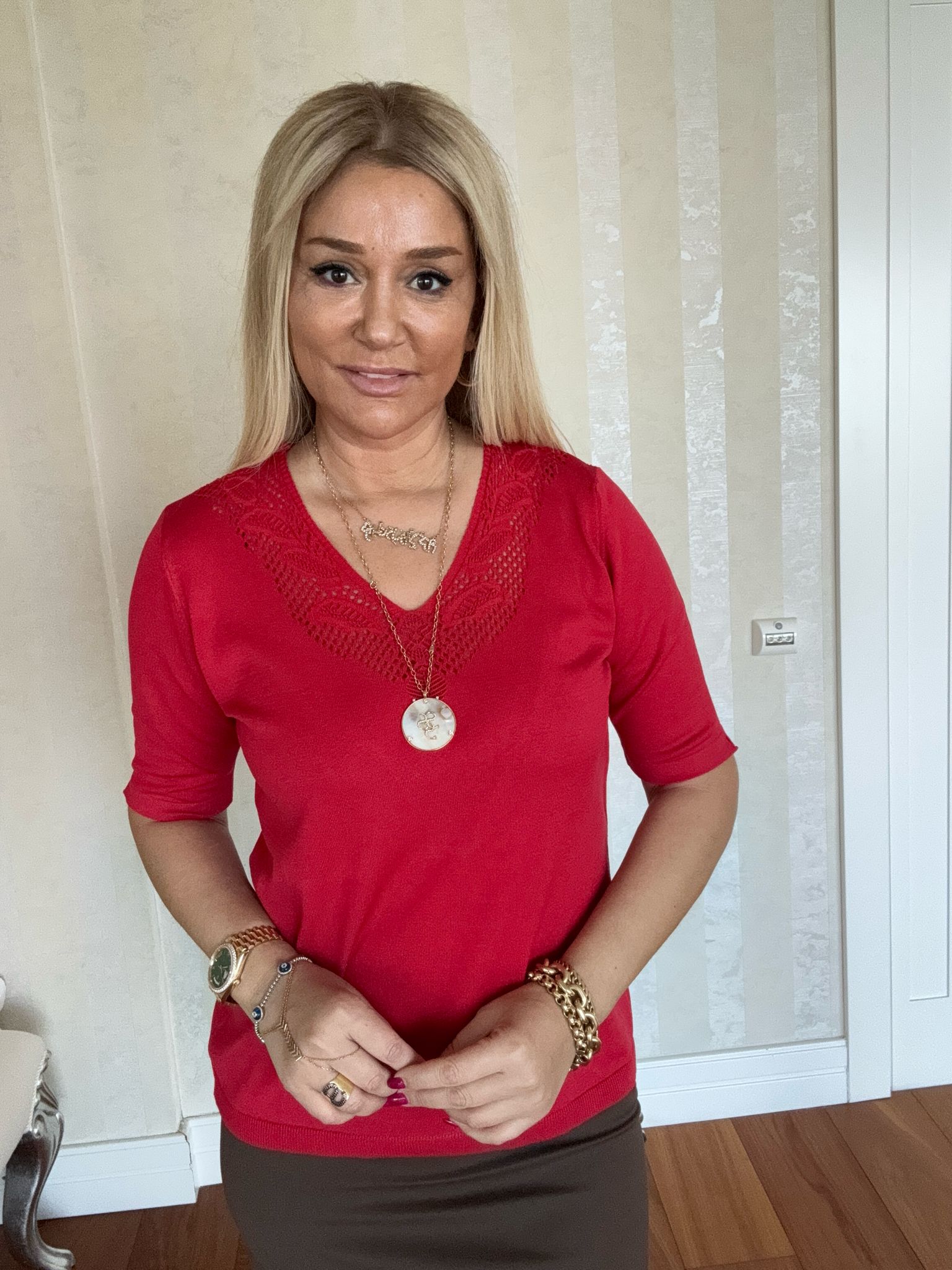 Foreo Kırmızı Büyük Beden Triko