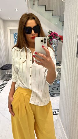 Seta Kadın Ekru-Vizon Gömlek