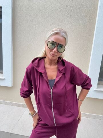 Zumba Bordo Fermuarlı Takım