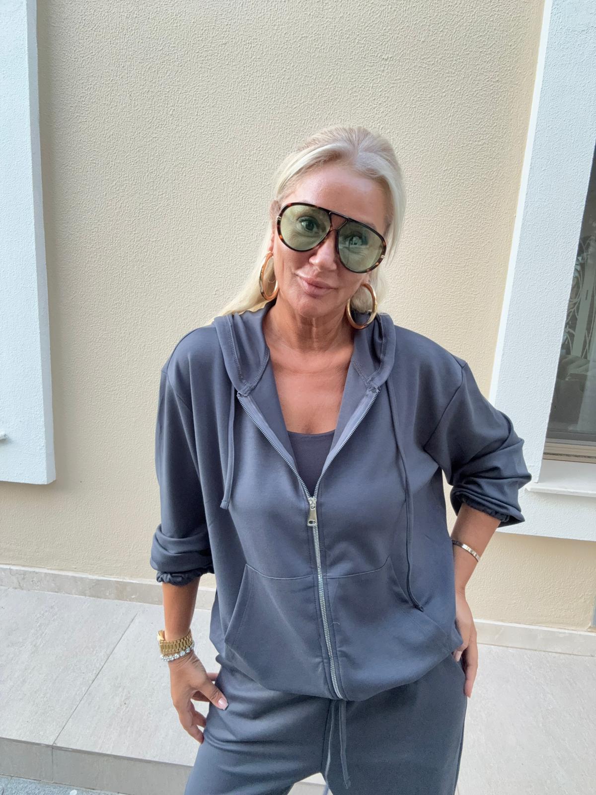 Zumba Antrasit Fermuarlı Takım