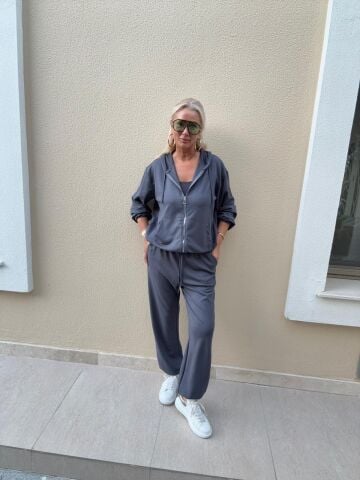 Zumba Antrasit Fermuarlı Takım
