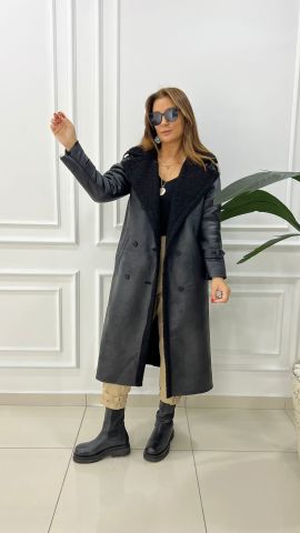 Ruse Kadın Kürklü Siyah Palto